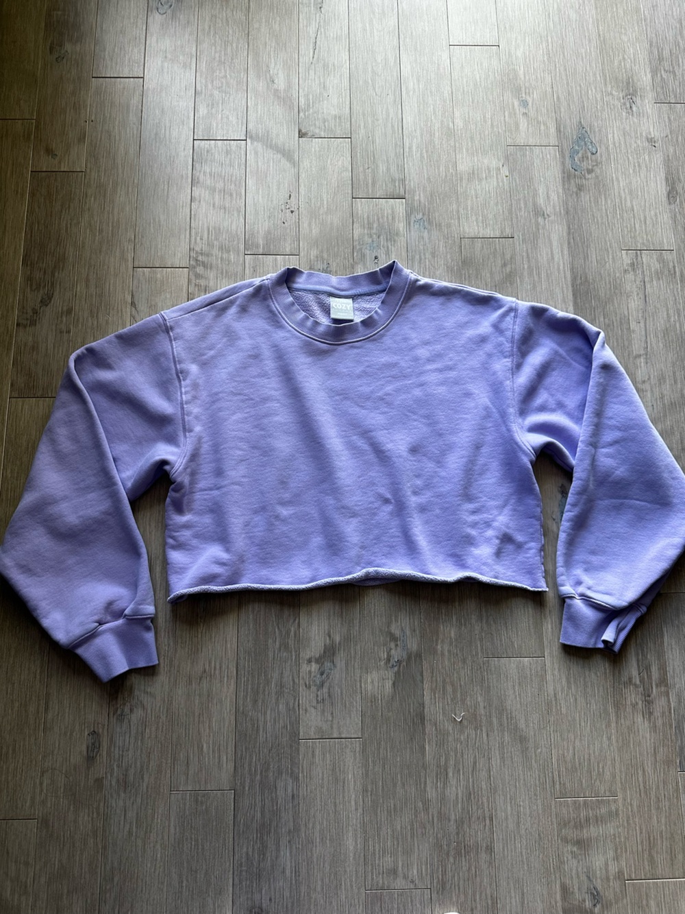 TNA Cozy Fleece Perfect Lavender Cropped Crew Sweatshirt Size Large - Picture 5 of 7
